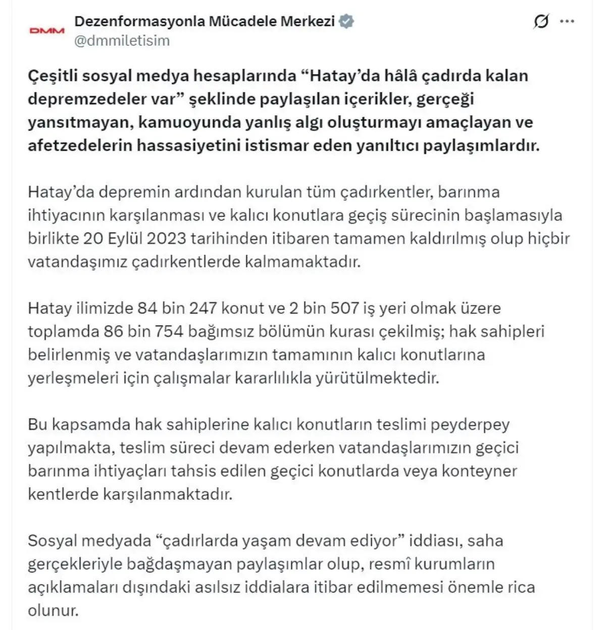 Hatay'da Çadır Kentler Kaldırıldı